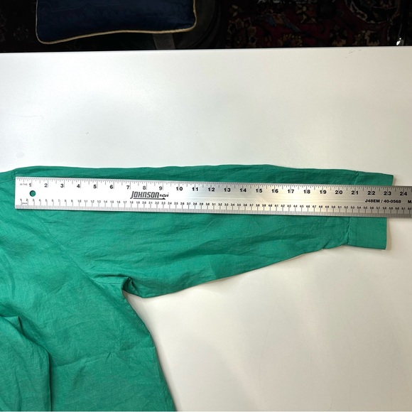 Eileen Fisher Jade Green Women's Linen long sleeve blouse. size XL. NEW! - Picture 8 of 9